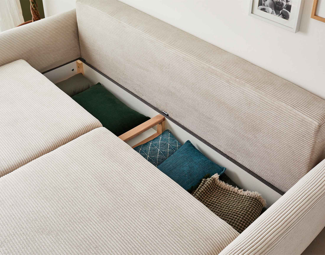 Canapé 3 places convertible avec coffre en velours côtelé Dan Canapé 3 places convertible avec coffre en velours côtelé Dan