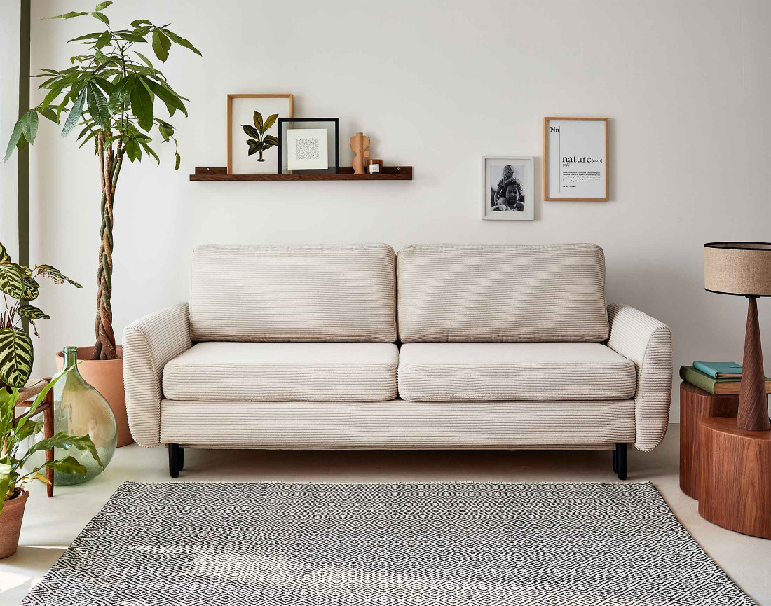 Canapé 3 places convertible avec coffre en velours côtelé Dan Canapé 3 places convertible avec coffre en velours côtelé Dan