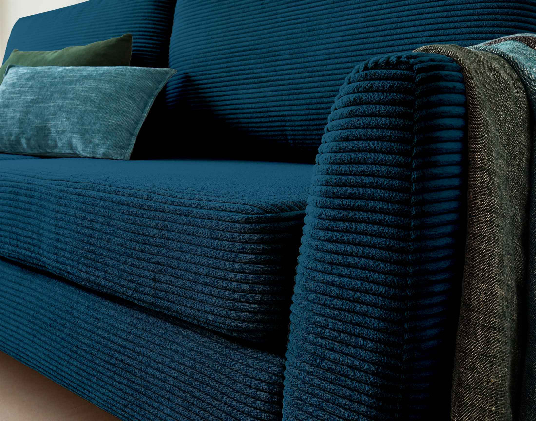 Canapé 3 places convertible avec coffre en velours côtelé Dan