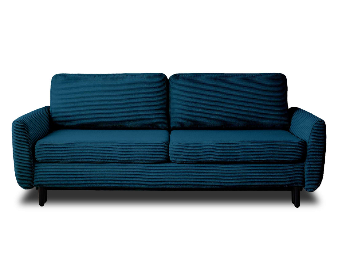 Canapé 3 places convertible avec coffre en velours côtelé Dan