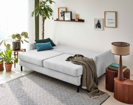 Canapé 3 places convertible avec coffre en velours côtelé Dan