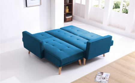 SCANDINAVE - Canapé d'angle réversible convertible - 267x151x88cm - Bleu canard SCANDINAVE - Canapé d'angle réversible convertible - 267x151x88cm - Bleu canard