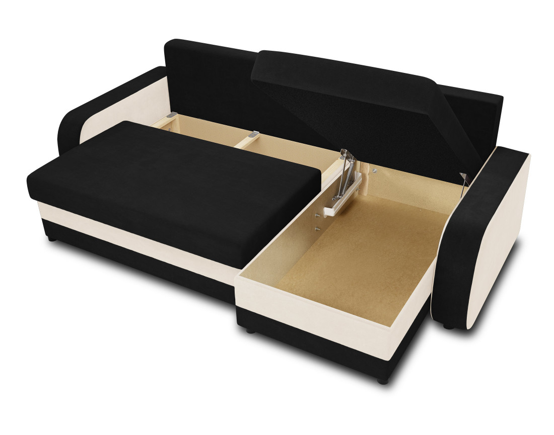 Canapé d'angle réversible convertible avec coffres 4 places en velours Valos