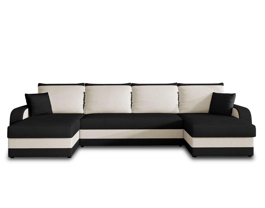 Canapé panoramique en U convertible avec coffres 7 places en velours Valos