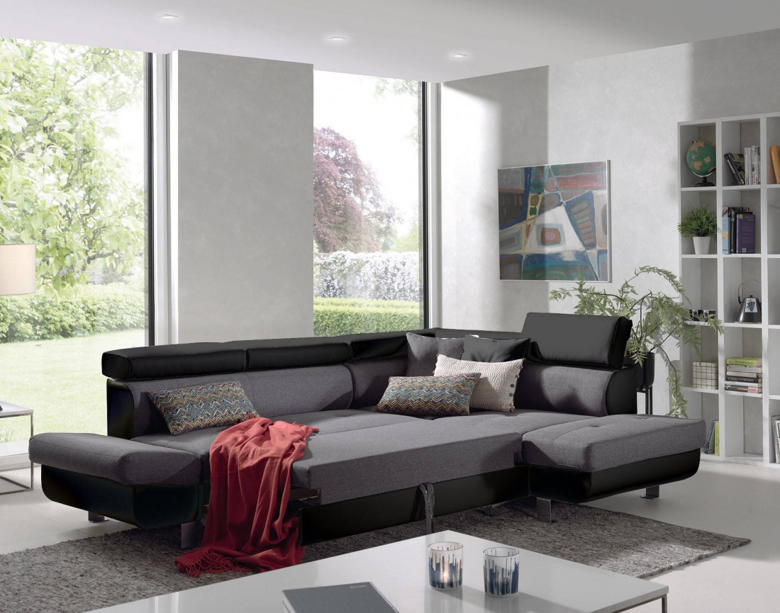Lisbona - Canapé d'angle droit convertible - L 252 x P 190cm