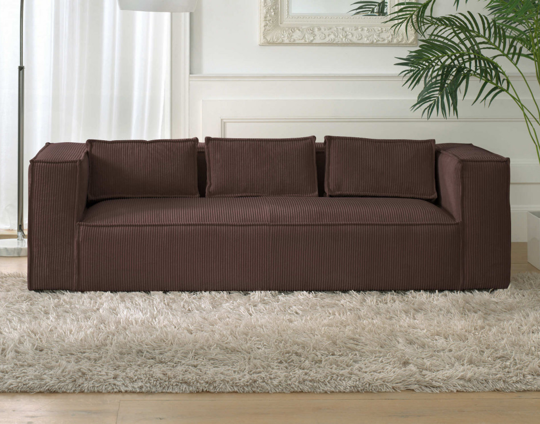 Stella - canapé fixe 3 places - en velours côtelé - style contemporain