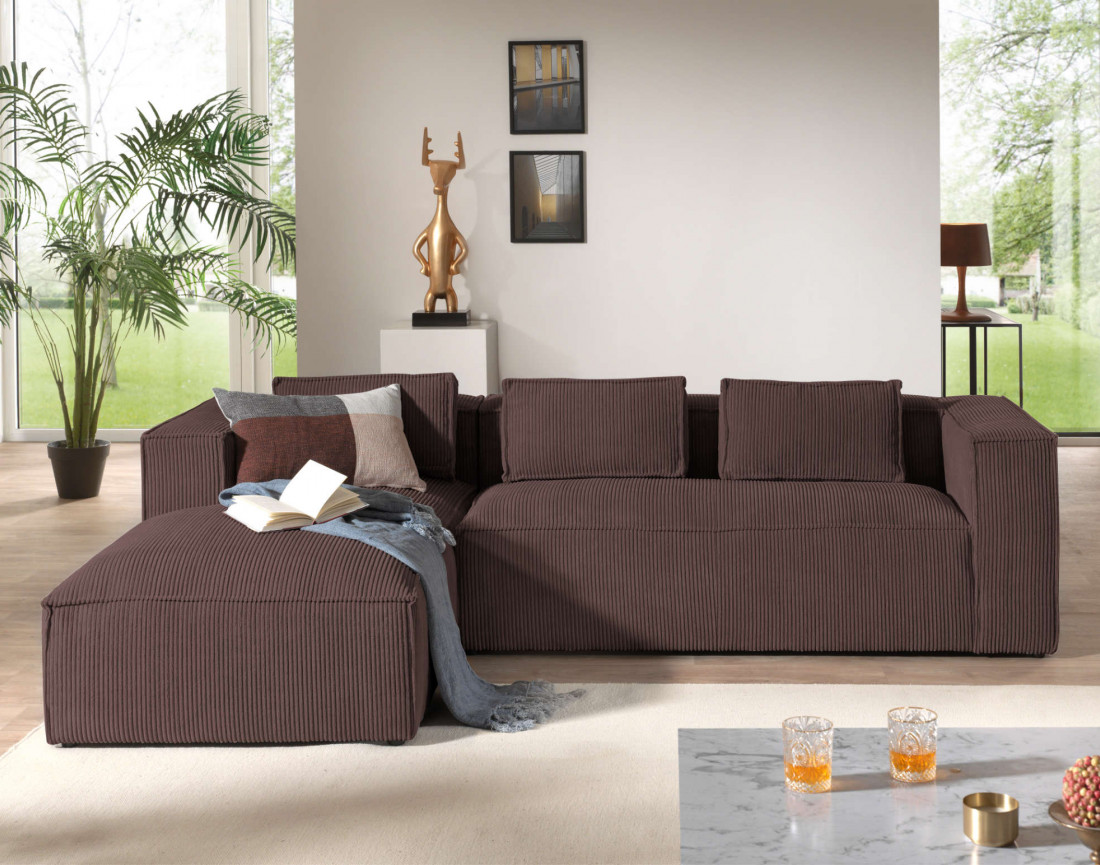 Stella - canapé d'angle en velours côtelé - 4 places - style contemporain  - gauche
