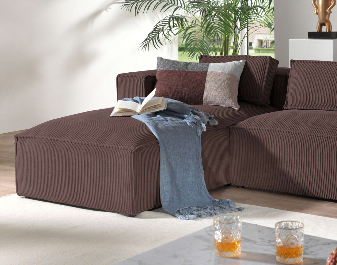 Stella - canapé d'angle en velours côtelé - 4 places - style contemporain  - gauche