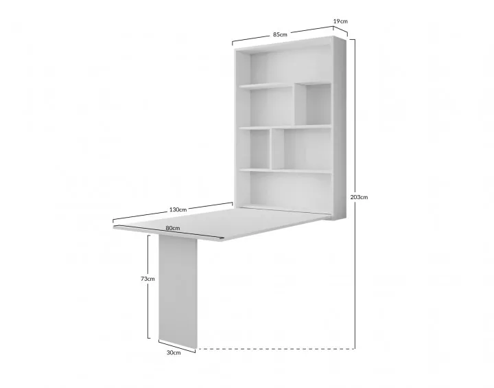 Table murale rabattable avec rangements - 4 personnes - Mondrian