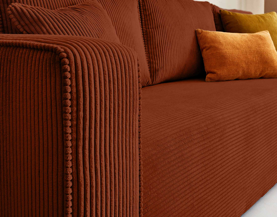 Canapé 3 places convertible avec coffre en velours côtelé Topaze