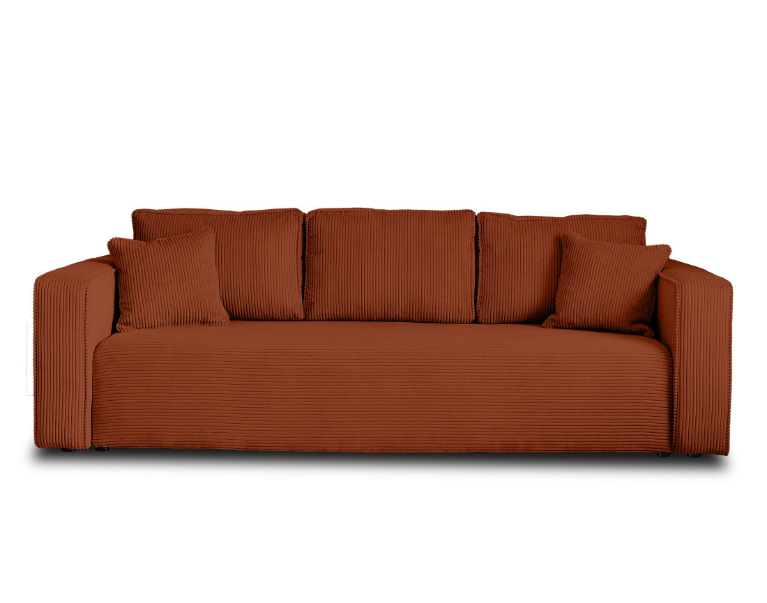 Canapé 3 places convertible avec coffre en velours côtelé Topaze