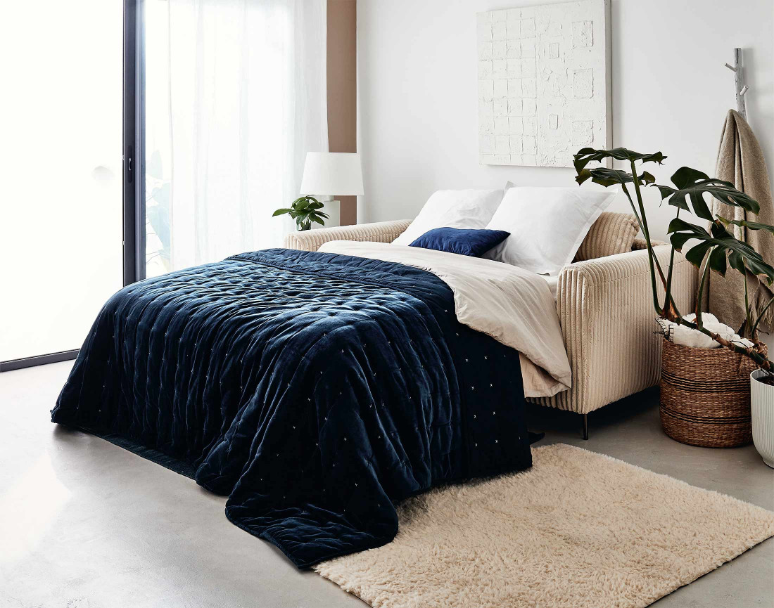 Canapé OWEN 3 places convertible express quotidien en grosses côtes | Best Mobilier