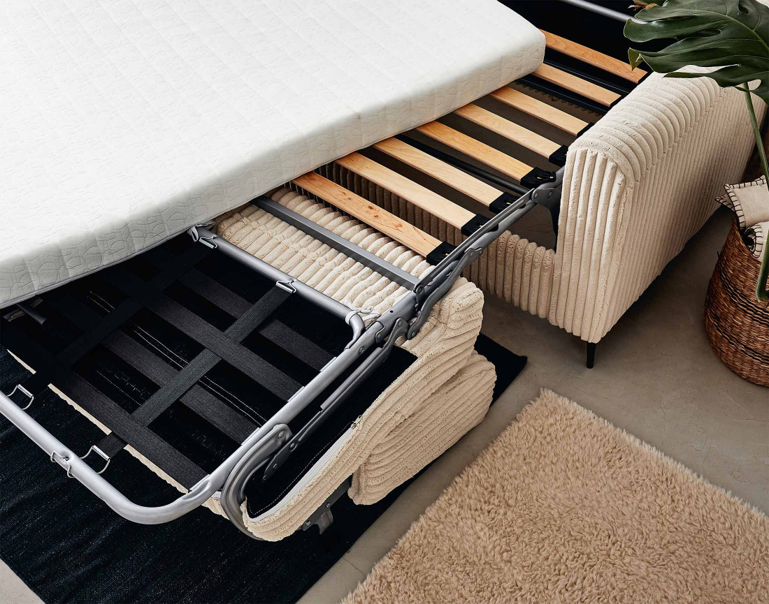 Canapé OWEN 3 places convertible express quotidien en grosses côtes | Best Mobilier
