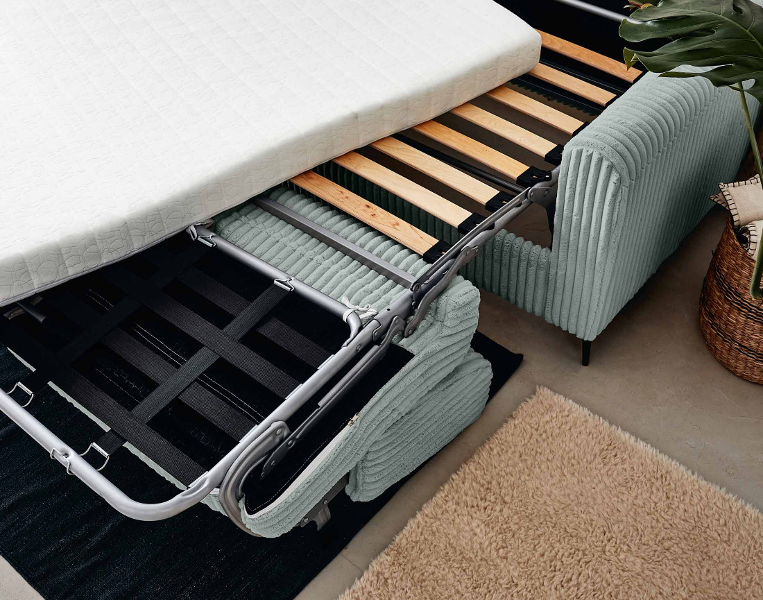 Canapé OWEN 3 places convertible express quotidien en grosses côtes | Best Mobilier