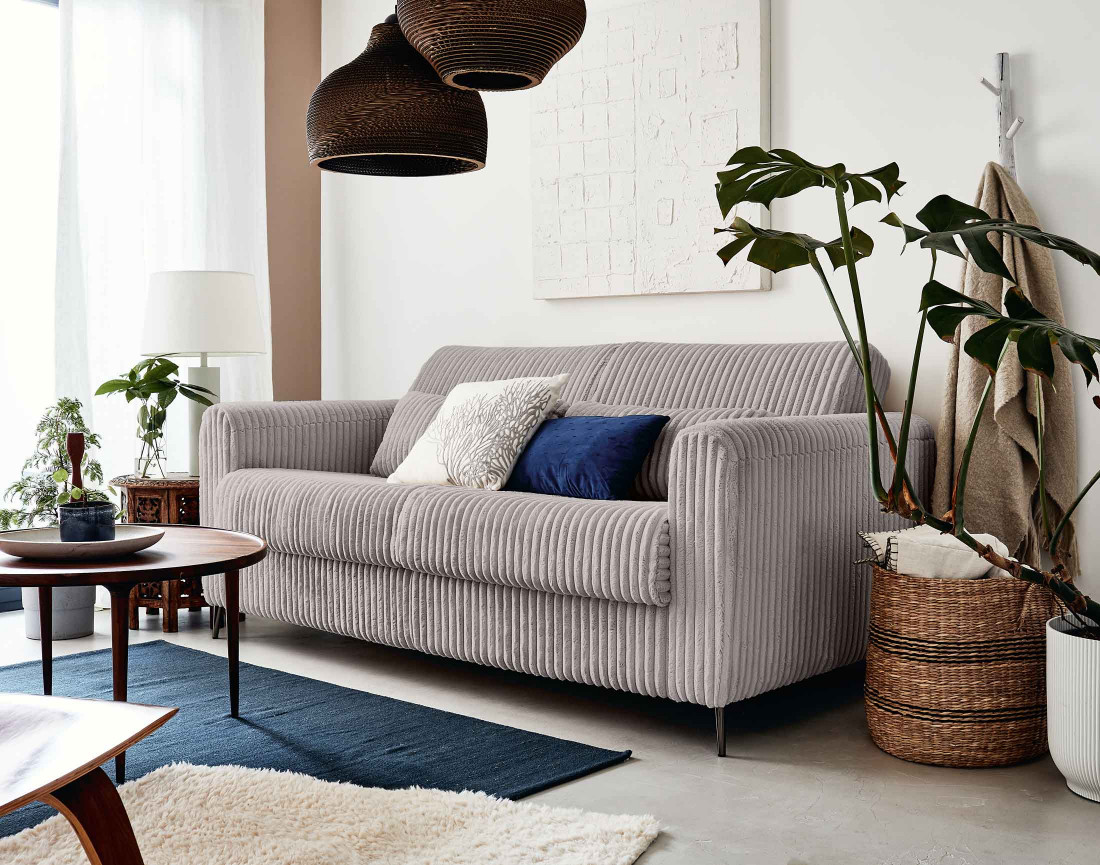 Canapé OWEN 3 places convertible express quotidien en grosses côtes | Best Mobilier