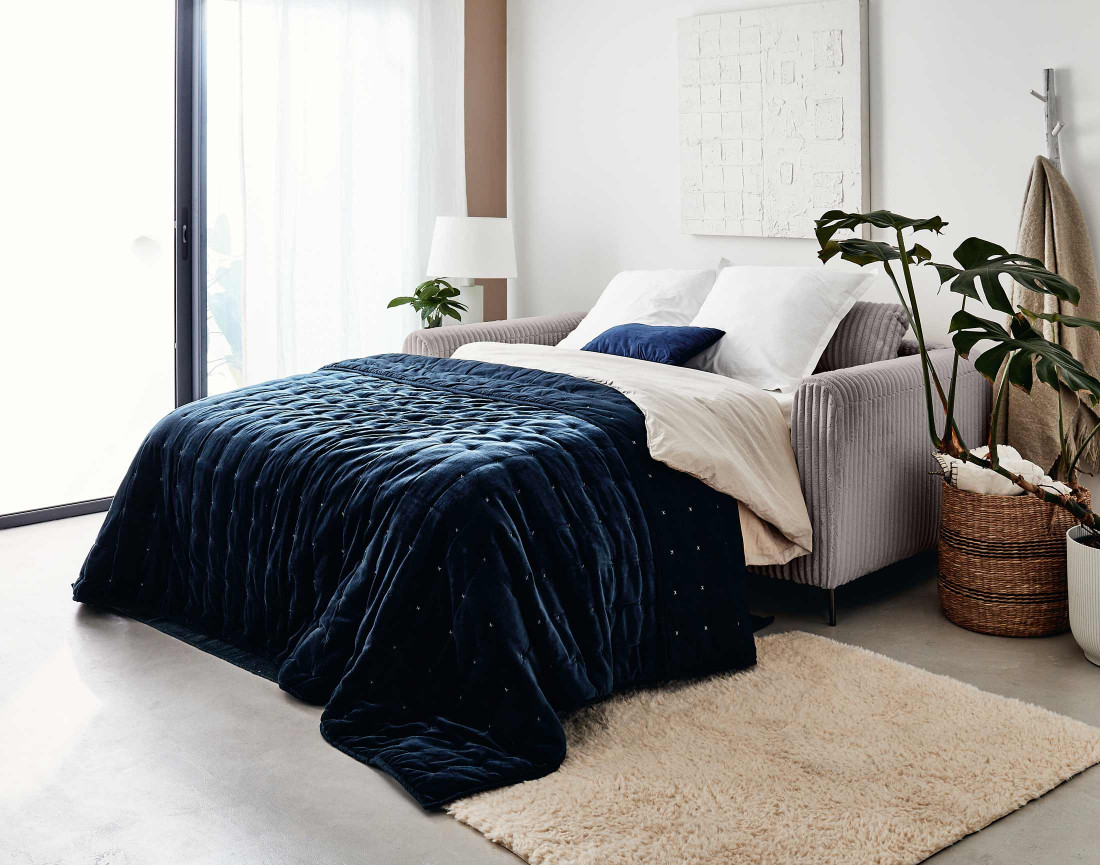 Canapé OWEN 3 places convertible express quotidien en grosses côtes | Best Mobilier