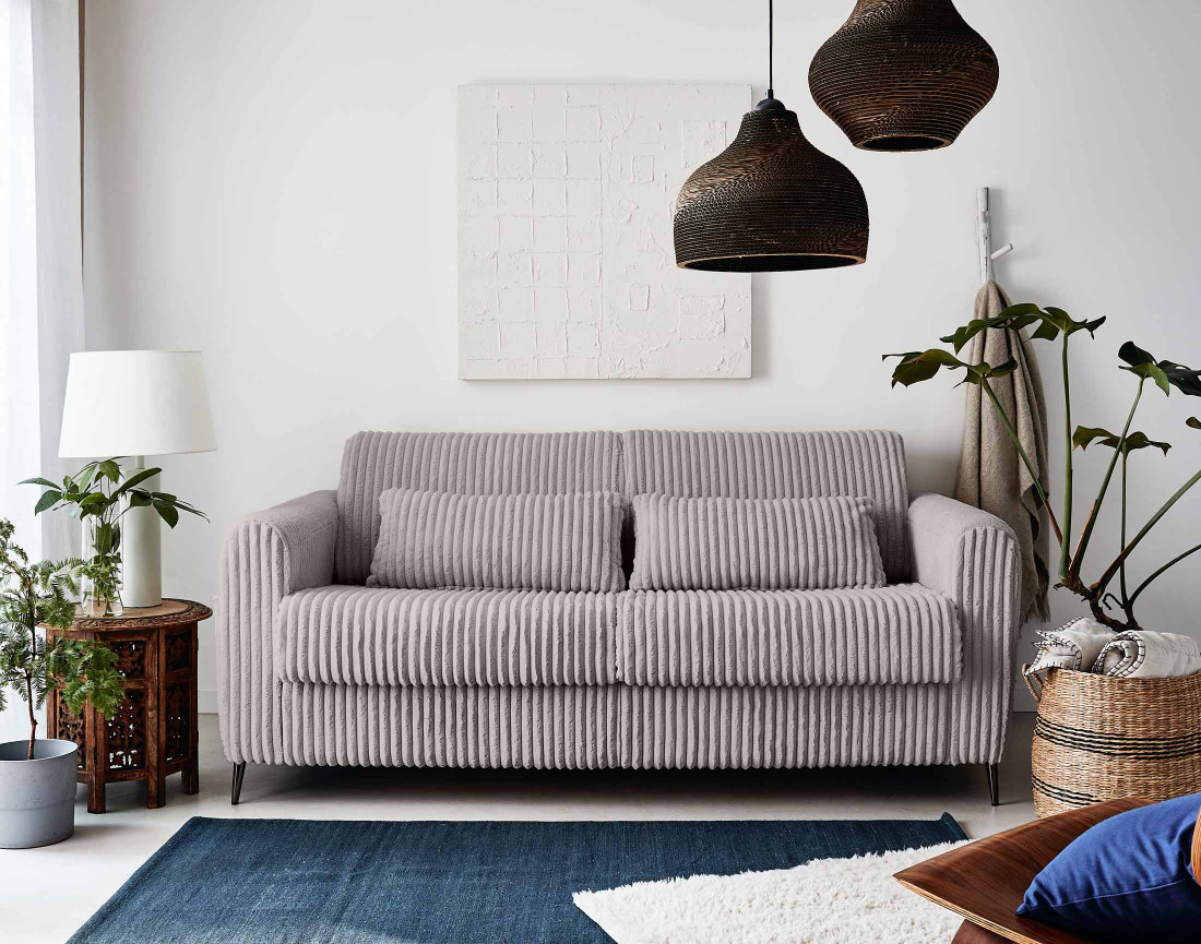 Canapé OWEN 3 places convertible express quotidien en grosses côtes | Best Mobilier