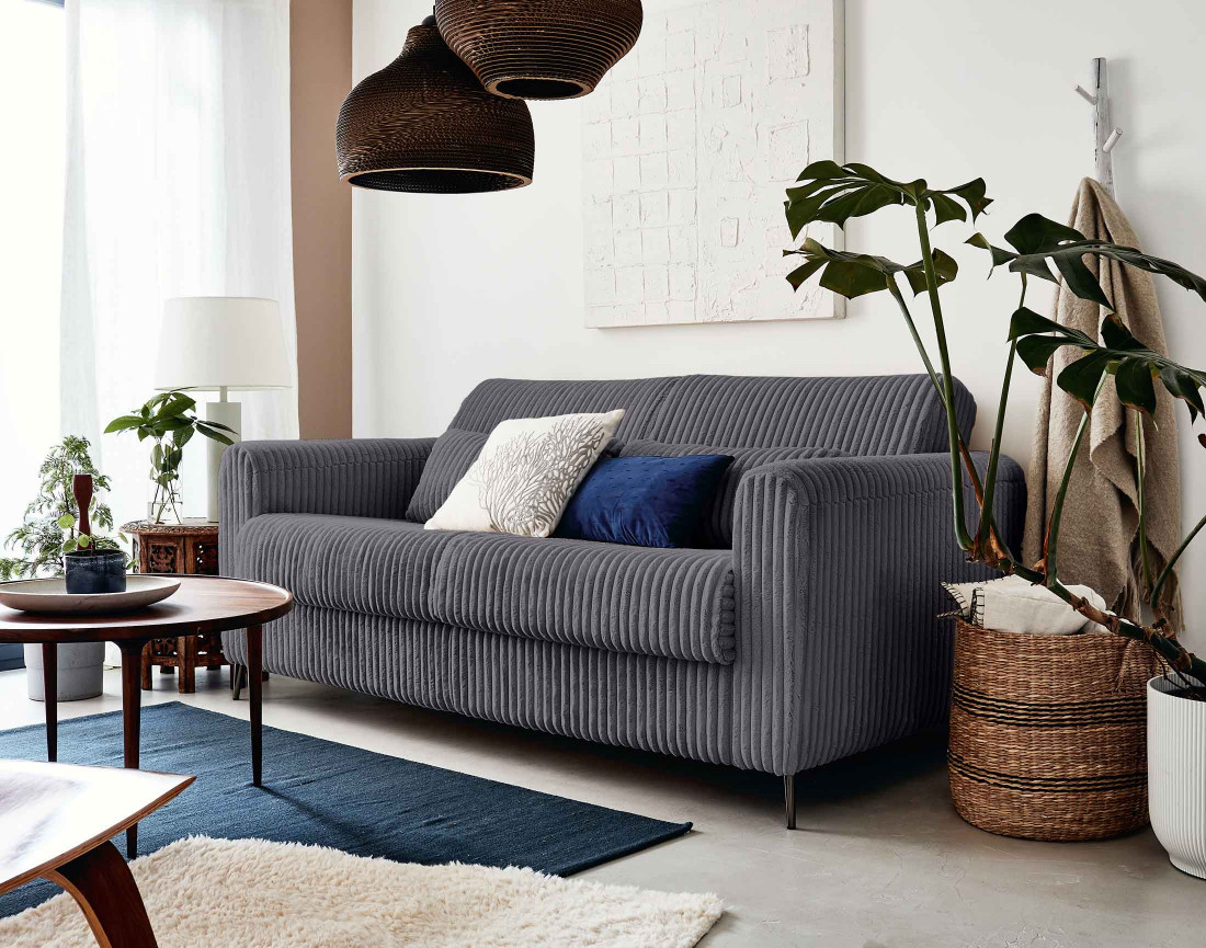 Canapé OWEN 3 places convertible express quotidien en grosses côtes | Best Mobilier