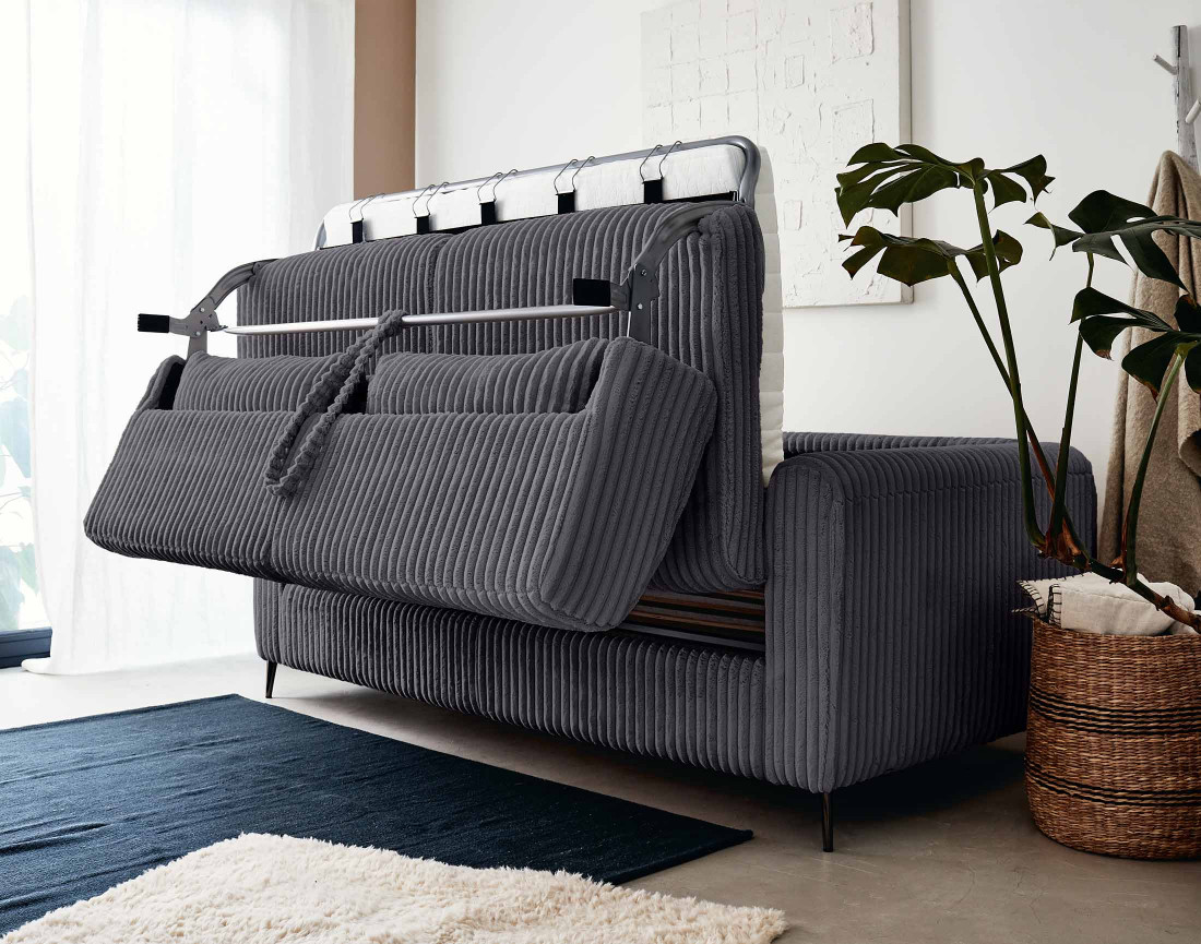 Canapé OWEN 3 places convertible express quotidien en grosses côtes | Best Mobilier