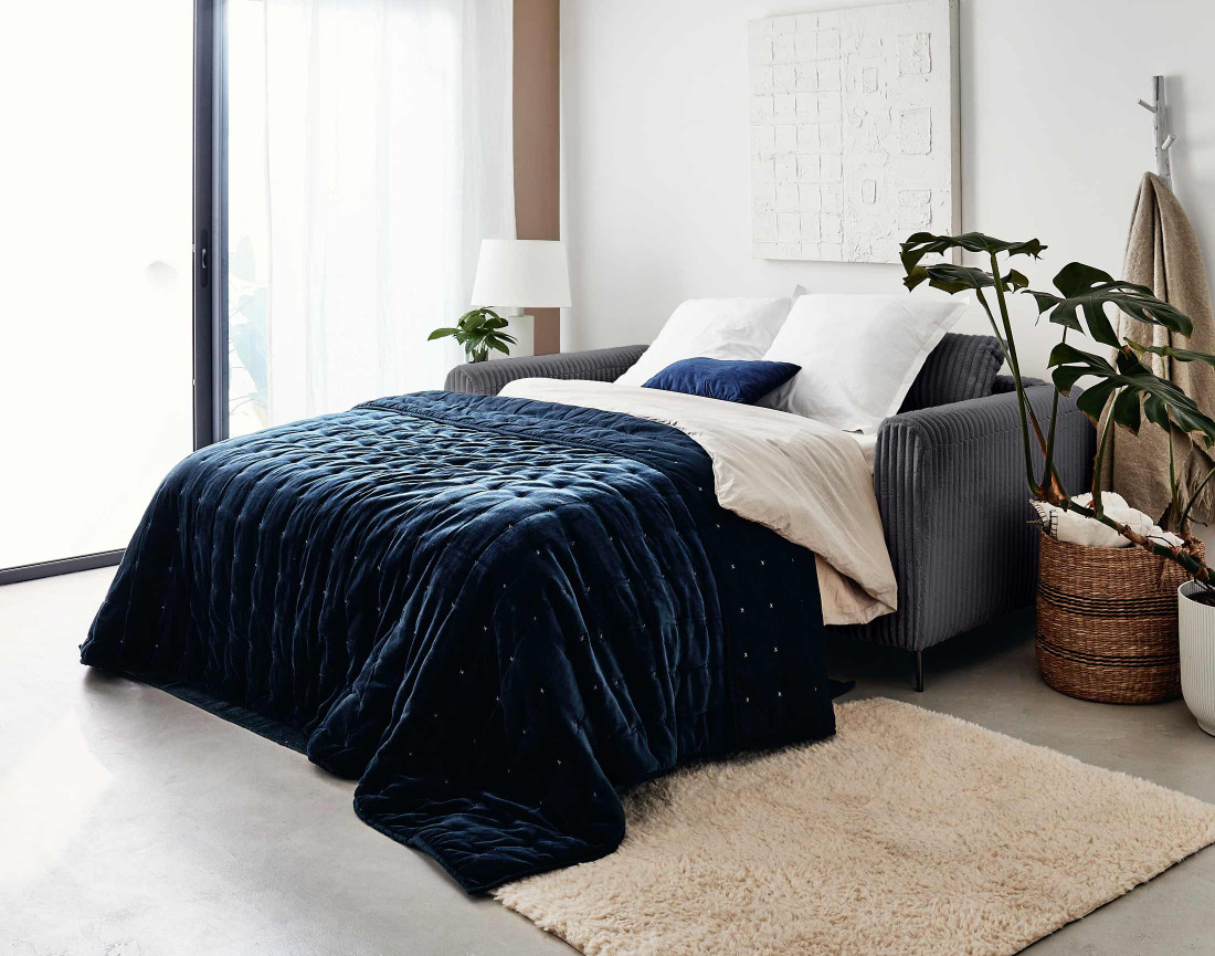 Canapé OWEN 3 places convertible express quotidien en grosses côtes | Best Mobilier