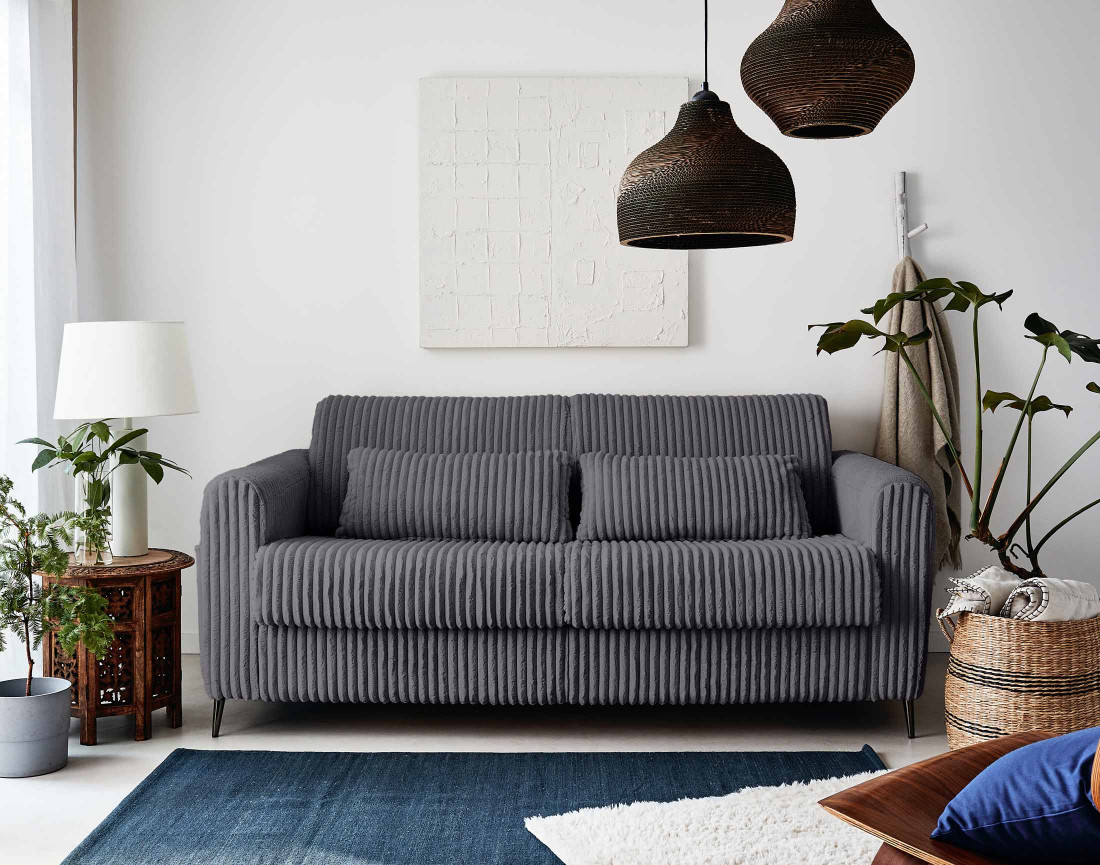 Canapé 3 places convertible express quotidien en grosses côtes Owen