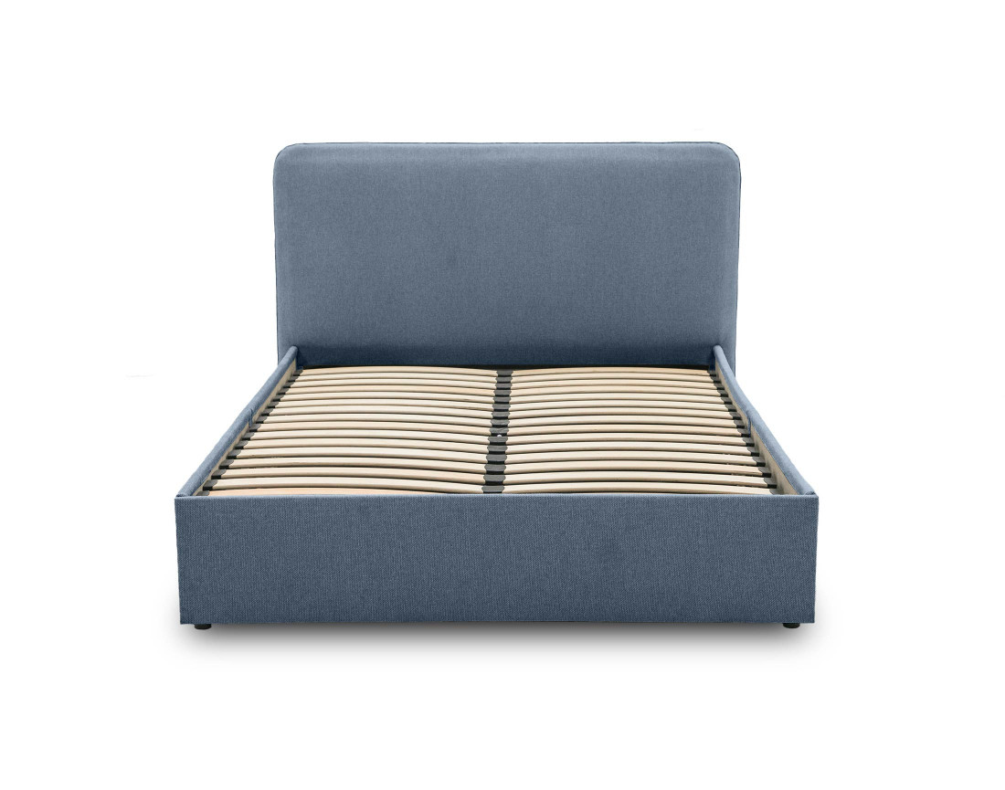 Lit coffre 140x190 cm avec sommier inclus en tissu Goyave