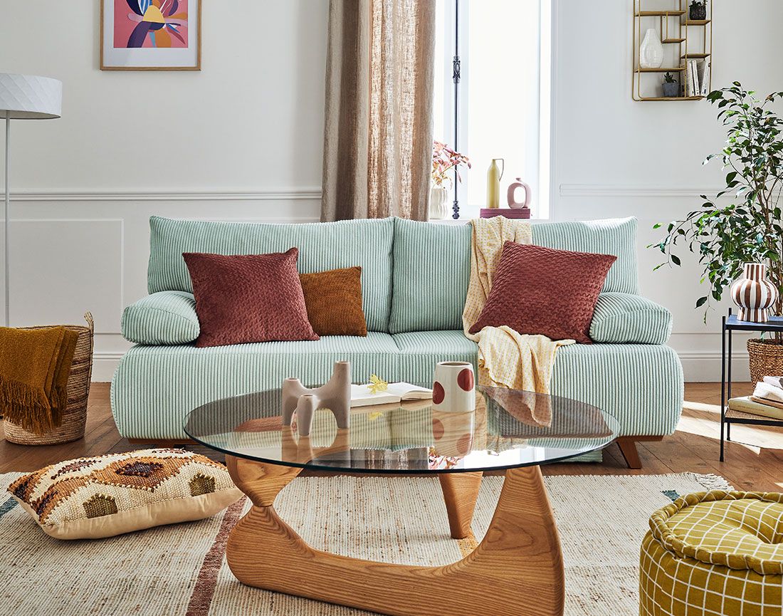 Cristal - canapé 3 places - convertible avec coffre - en velours côtelé