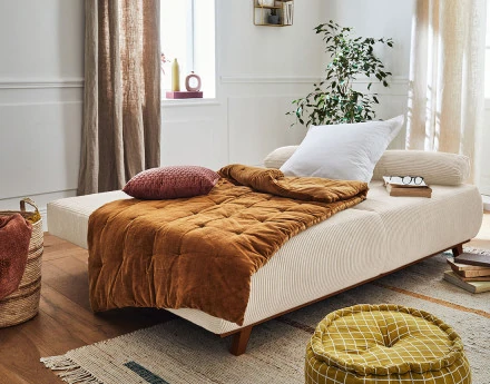 Cristal - canapé 3 places - convertible avec coffre - en velours côtelé