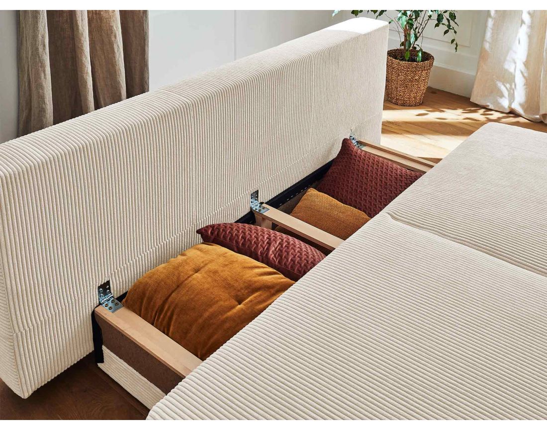 Cristal - canapé 3 places - convertible avec coffre - en velours côtelé Cristal - canapé 3 places - convertible avec coffre - en velours côtelé