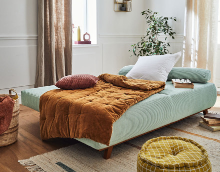 Cristal - canapé 3 places - convertible avec coffre - en velours côtelé