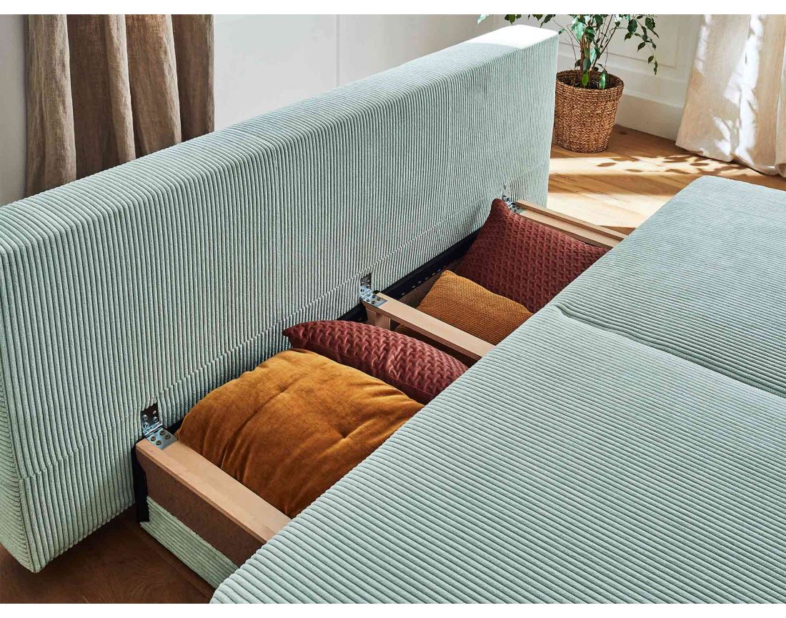 Cristal - canapé 3 places - convertible avec coffre - en velours côtelé
