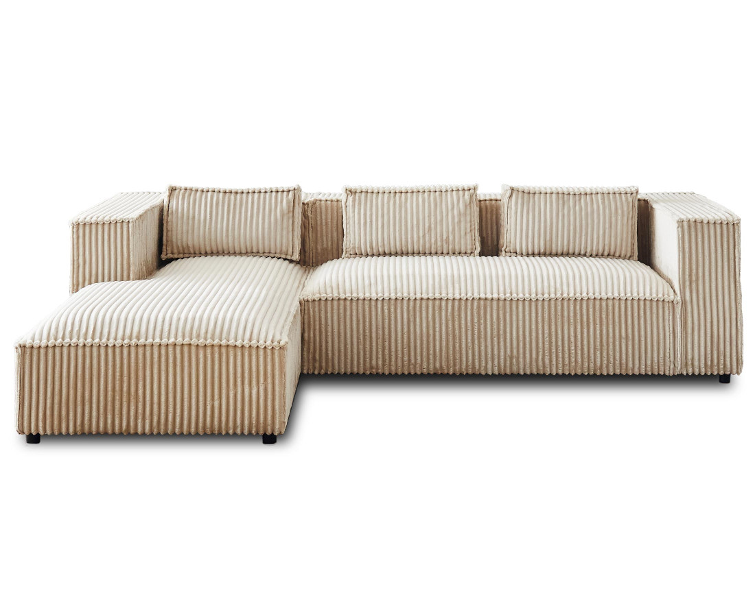 Canapé d'angle gauche 4 places en velours côtelé grosses côtes Stella Canapé d'angle gauche 4 places en velours côtelé grosses côtes Stella