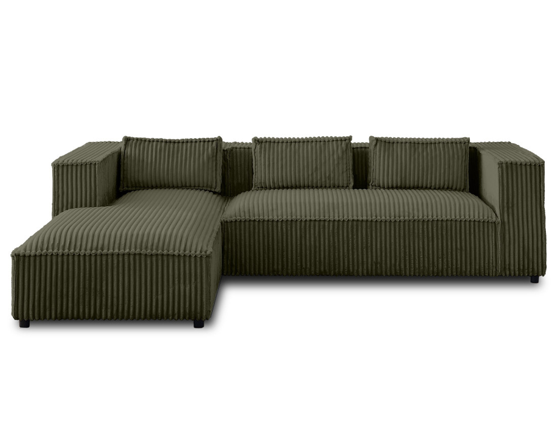 Canapé d'angle gauche 4 places en velours côtelé grosses côtes Stella