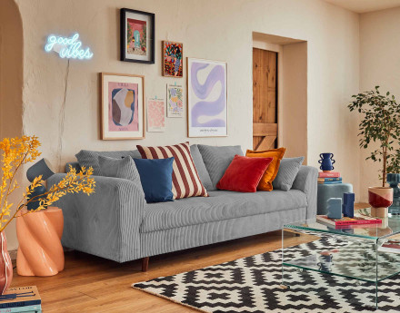 Canapé 3 places en velours côtelé Rune