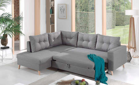 NORDIC - Canapé scandinave d'angle gauche L convertible en tissu - 234x86x188cm NORDIC - Canapé scandinave d'angle gauche L convertible en tissu - 234x86x188cm