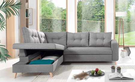 NORDIC - Canapé scandinave d'angle gauche L convertible en tissu - 234x86x188cm NORDIC - Canapé scandinave d'angle gauche L convertible en tissu - 234x86x188cm
