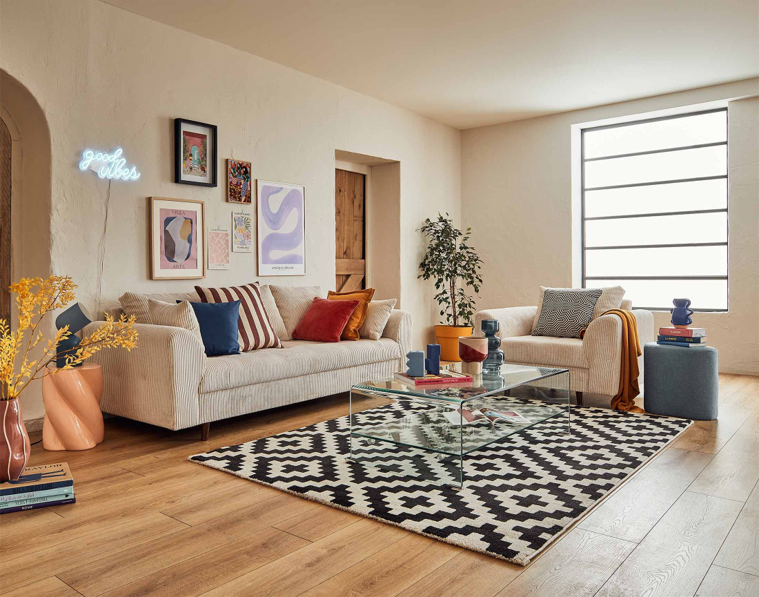 Fauteuil en velours côtelé Rune