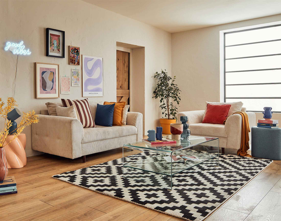 Fauteuil en velours côtelé Rune