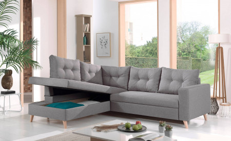NORDIC - Canapé scandinave d'angle gauche L convertible en tissu - 234x86x188cm NORDIC - Canapé scandinave d'angle gauche L convertible en tissu - 234x86x188cm