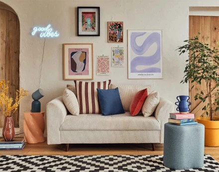 Canapé 2 places en velours côtelé Rune