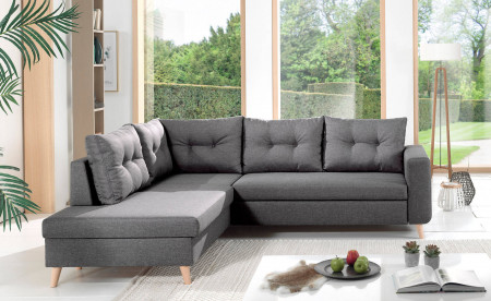 NORDIC - Canapé scandinave d'angle gauche L convertible en tissu - 234x86x188cm NORDIC - Canapé scandinave d'angle gauche L convertible en tissu - 234x86x188cm