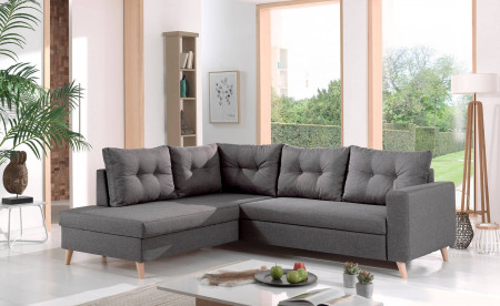NORDIC - Canapé scandinave d'angle gauche L convertible en tissu - 234x86x188cm NORDIC - Canapé scandinave d'angle gauche L convertible en tissu - 234x86x188cm
