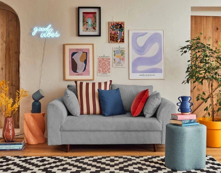 Canapé 2 places en velours côtelé Rune