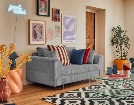 Canapé 2 places en velours côtelé Rune