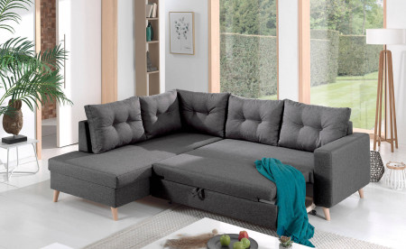 NORDIC - Canapé scandinave d'angle gauche L convertible en tissu - 234x86x188cm NORDIC - Canapé scandinave d'angle gauche L convertible en tissu - 234x86x188cm