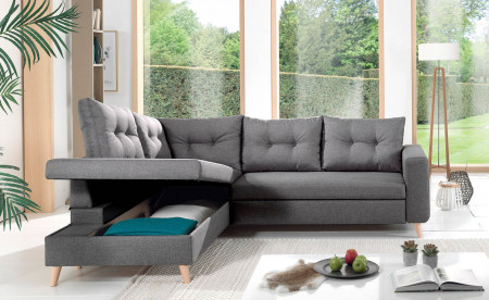 NORDIC - Canapé scandinave d'angle gauche L convertible en tissu - 234x86x188cm NORDIC - Canapé scandinave d'angle gauche L convertible en tissu - 234x86x188cm