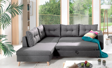 NORDIC - Canapé scandinave d'angle gauche L convertible en tissu - 234x86x188cm NORDIC - Canapé scandinave d'angle gauche L convertible en tissu - 234x86x188cm
