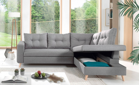 NORDIC - Canapé scandinave d'angle droite L convertible en tissu - 234x86x188cm NORDIC - Canapé scandinave d'angle droite L convertible en tissu - 234x86x188cm