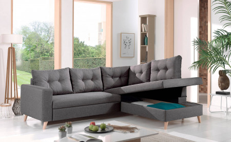 NORDIC - Canapé scandinave d'angle droite L convertible en tissu - 234x86x188cm NORDIC - Canapé scandinave d'angle droite L convertible en tissu - 234x86x188cm
