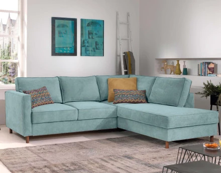 Canapé d'angle droit convertible 5 places en velours côtelé Jake